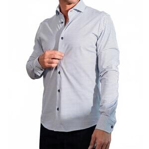 NEW 7 DOWNIE ST. amore all way stretch long sleeve shirt in blue